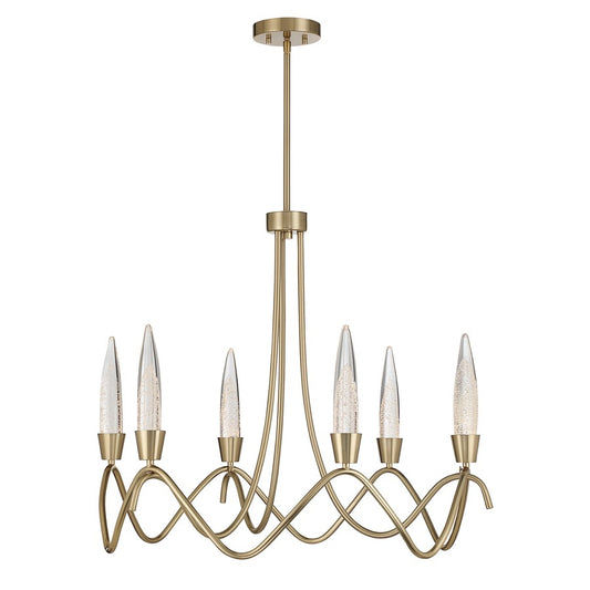Savoy House Sofia 6 Lt Chandelier, Clear Bubble, Noble Brass