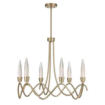 Savoy House Sofia 6 Lt Chandelier, Clear Bubble, Noble Brass
