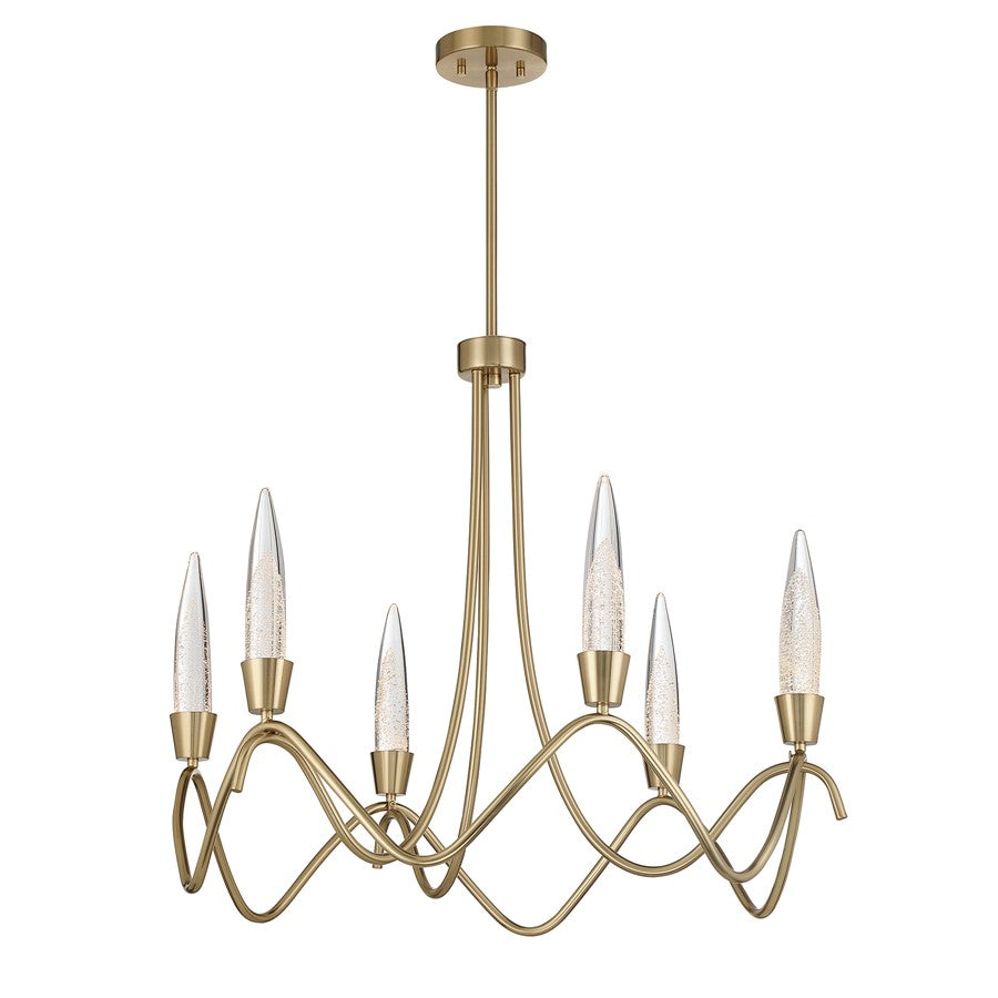 Savoy House Sofia 6 Lt Chandelier, Clear Bubble, Noble Brass