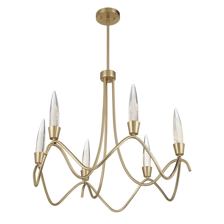 Savoy House Sofia 6 Lt Chandelier, Clear Bubble, Noble Brass
