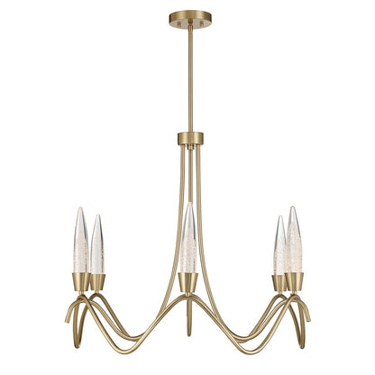 Savoy House Sofia 6 Lt Chandelier, Clear Bubble, Noble Brass