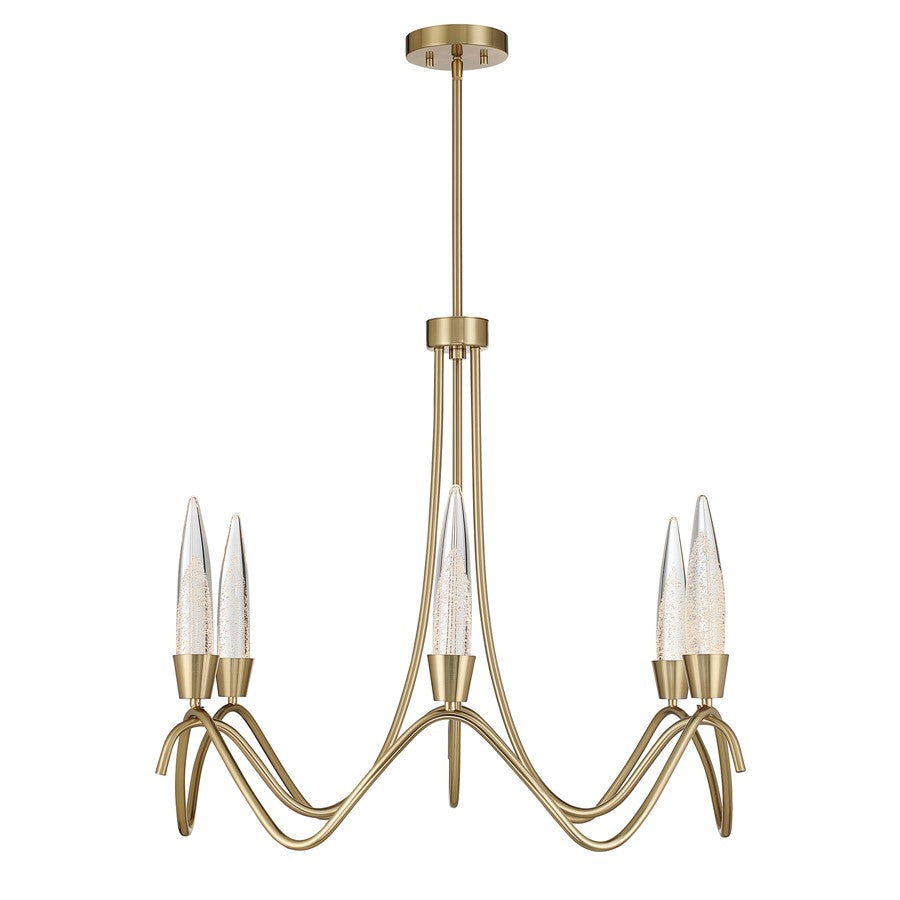 Savoy House Sofia 6 Lt Chandelier, Clear Bubble, Noble Brass