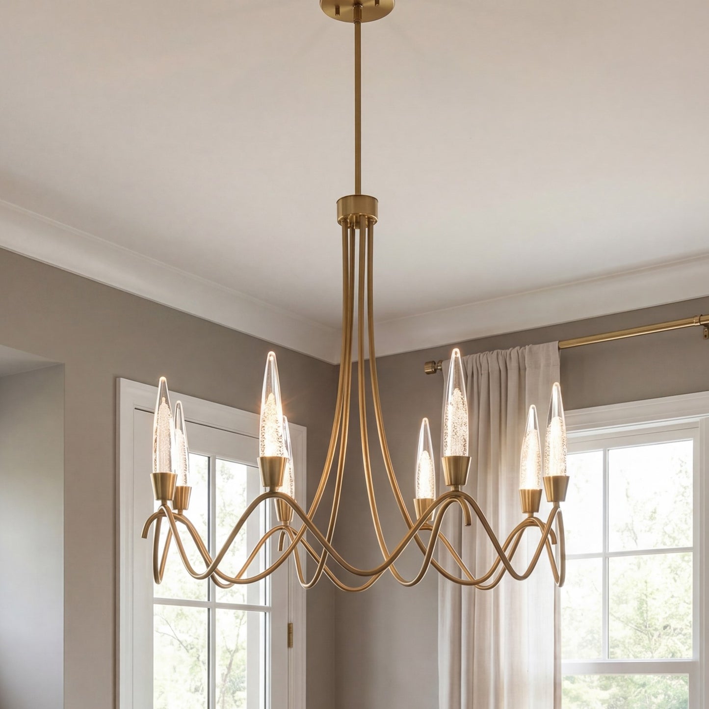 Savoy House Sofia 8 Lt Chandelier, Clear Bubble, Noble Brass