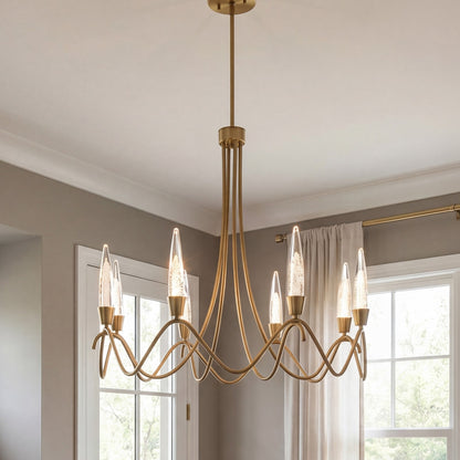 Savoy House Sofia 8 Lt Chandelier, Clear Bubble, Noble Brass