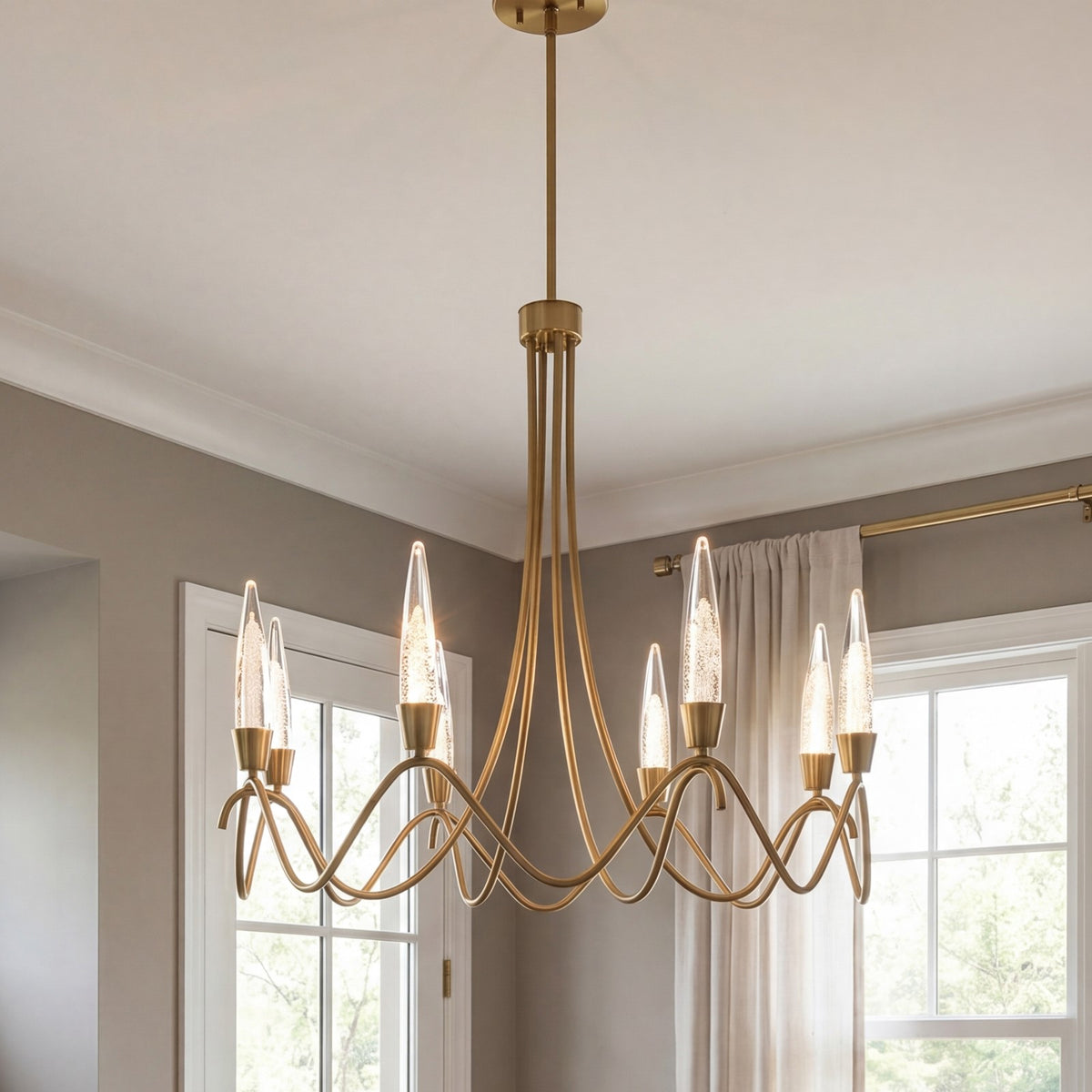 Savoy House Sofia 8 Lt Chandelier, Clear Bubble, Noble Brass