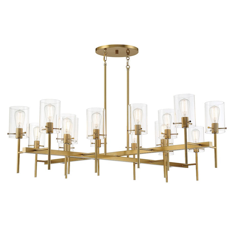 16 Light Chandelier, Burnished Brass