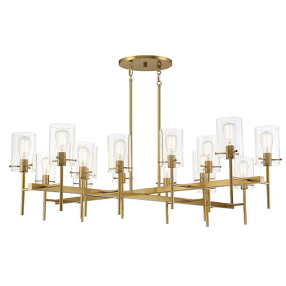 16 Light Chandelier, Burnished Brass