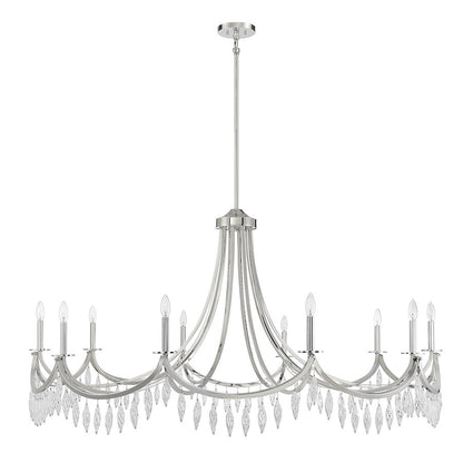 10 Light Chandelier, Polished Nickel