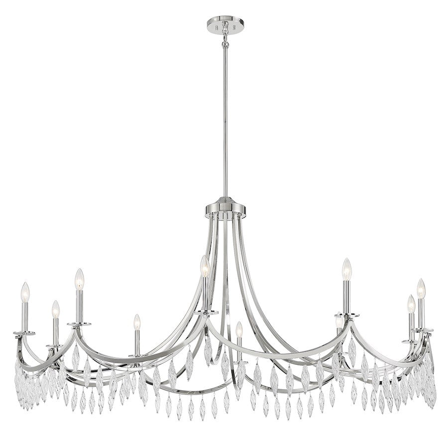 10 Light Chandelier, Polished Nickel