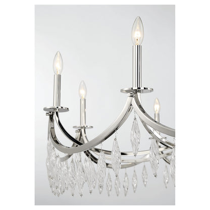 10 Light Chandelier, Polished Nickel