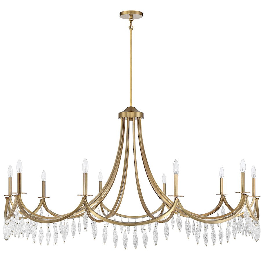 10 Light Chandelier, Warm Brass