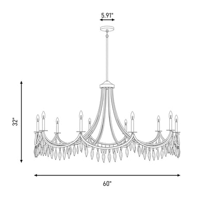 10 Light Chandelier, Matte Black