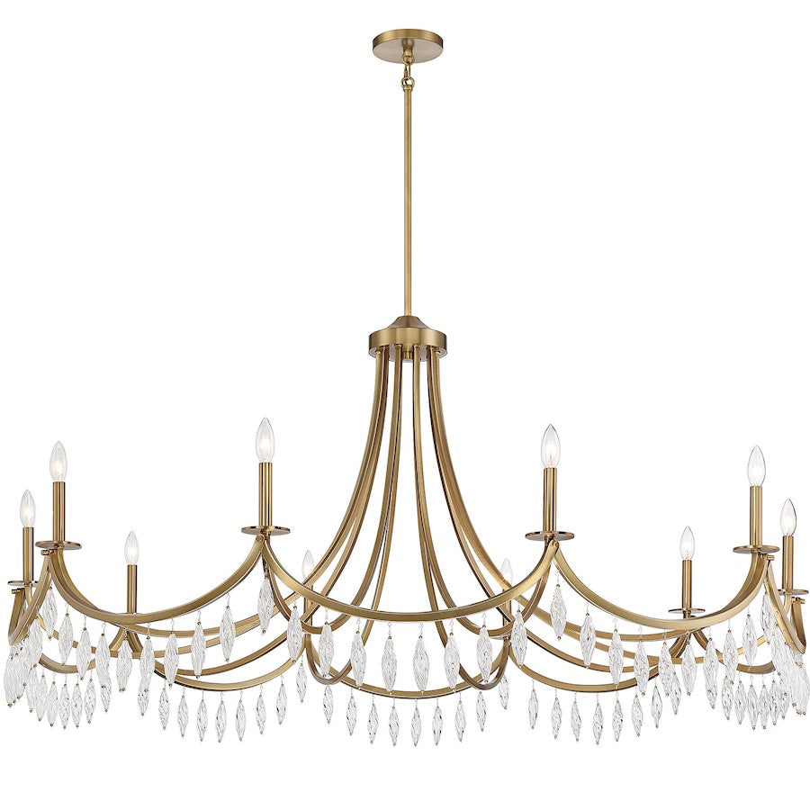 10 Light Chandelier, Warm Brass