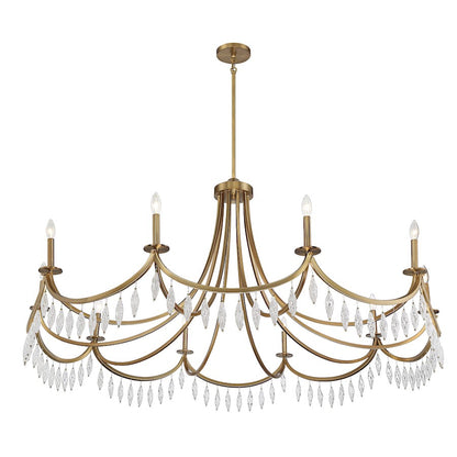 10 Light Chandelier, Warm Brass