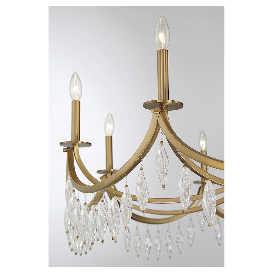 10 Light Chandelier, Warm Brass