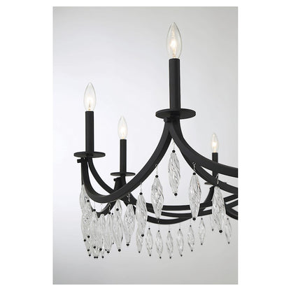 10 Light Chandelier, Matte Black