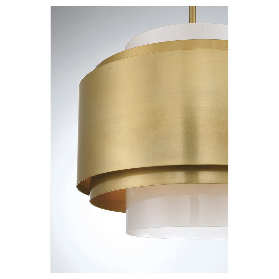 4 Light Pendant, Burnished Brass