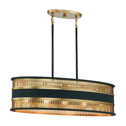 5 Light Linear Chandelier, Black
