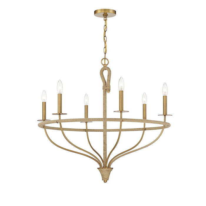 Savoy House Charter 6-Light Chandelier, Warm Brass/Rope