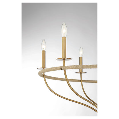 6 Light Chandelier, Warm Brass