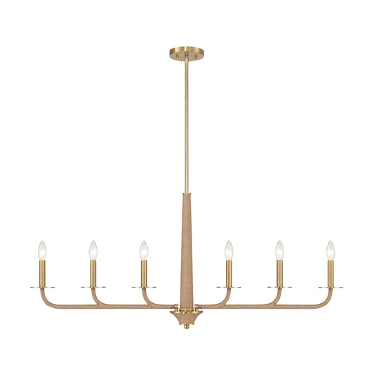 Savoy House Cannon 44in 6-Light Chandelier | California Modern Warm Brass Metal and Rope | Kitchen Island & Dining Room | 3.5 x 44 | Model 1-1827-6-320