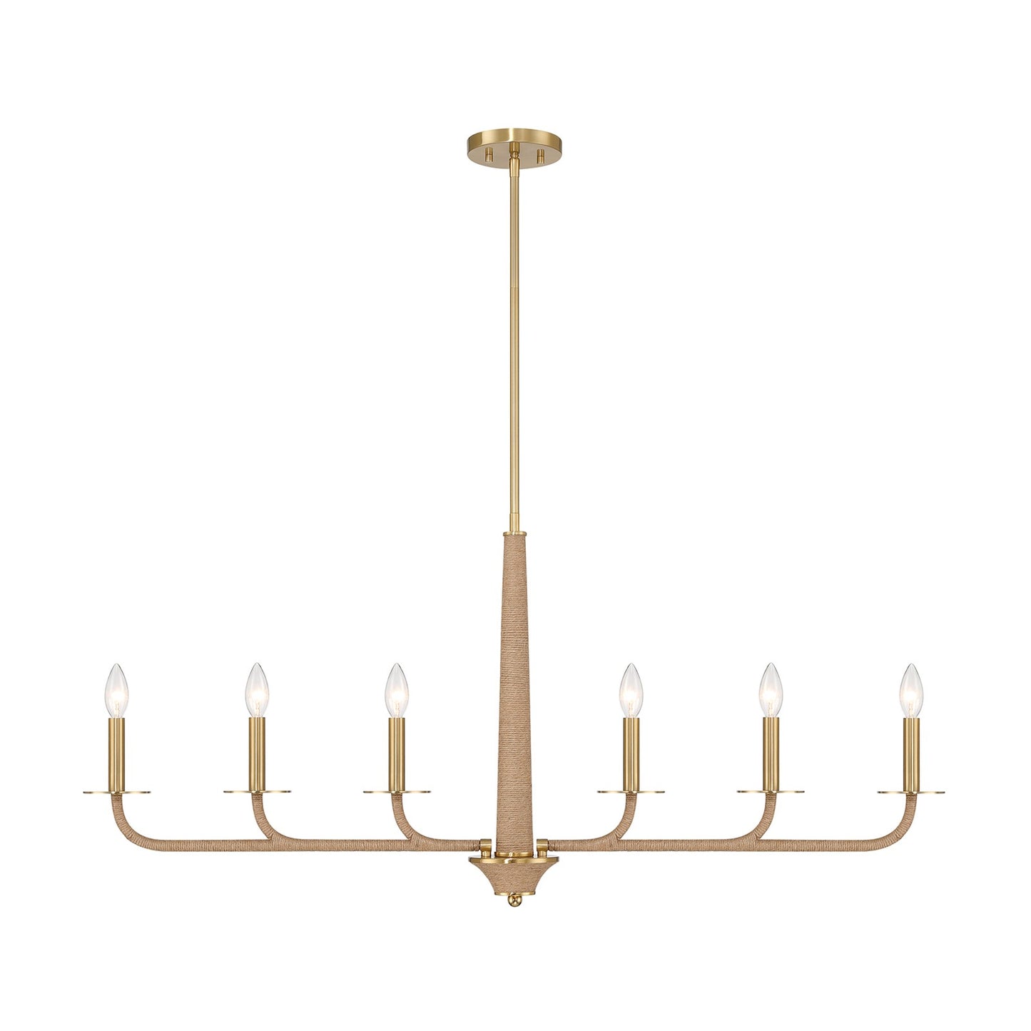 Savoy House Cannon 44in 6-Light Chandelier | California Modern Warm Brass Metal and Rope | Kitchen Island & Dining Room | 3.5 x 44 | Model 1-1827-6-320