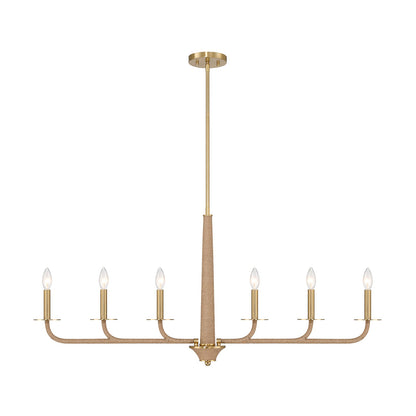 Savoy House Cannon 44in 6-Light Chandelier | California Modern Warm Brass Metal and Rope | Kitchen Island & Dining Room | 3.5 x 44 | Model 1-1827-6-320
