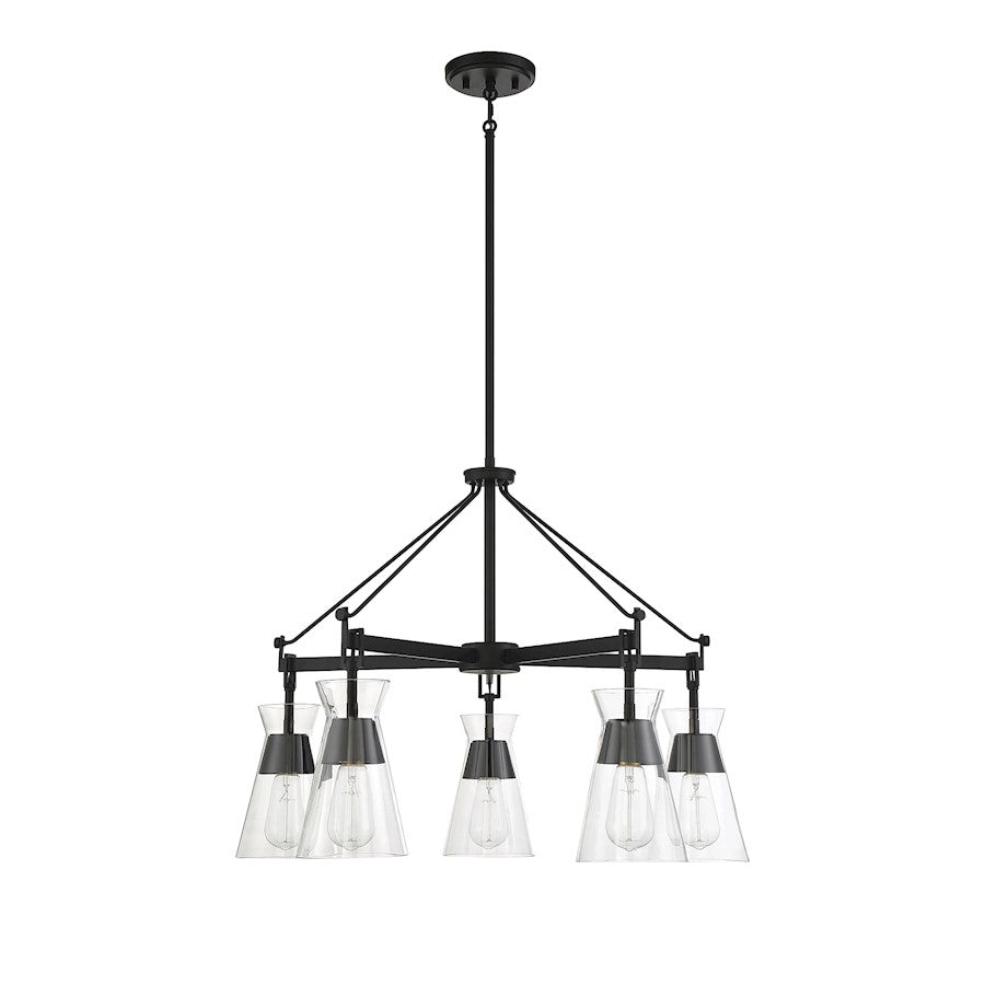 5 Light Chandelier, Matte Black