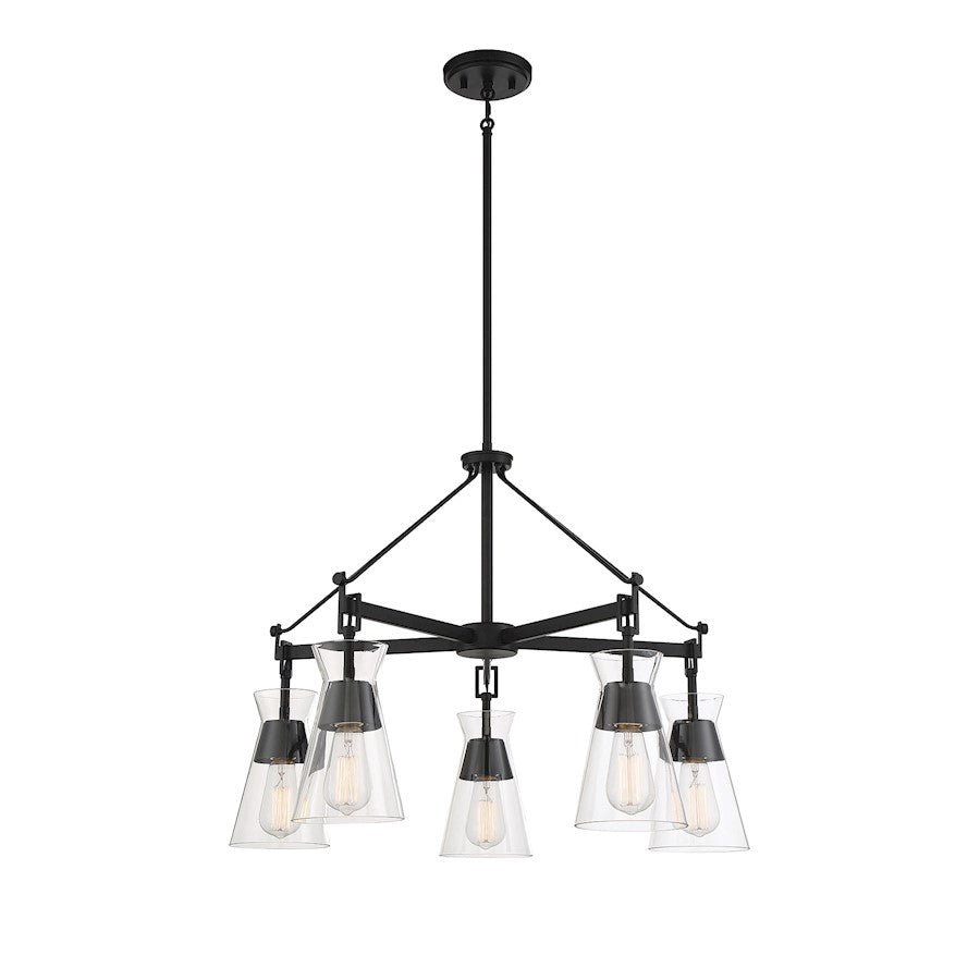 5 Light Chandelier, Matte Black