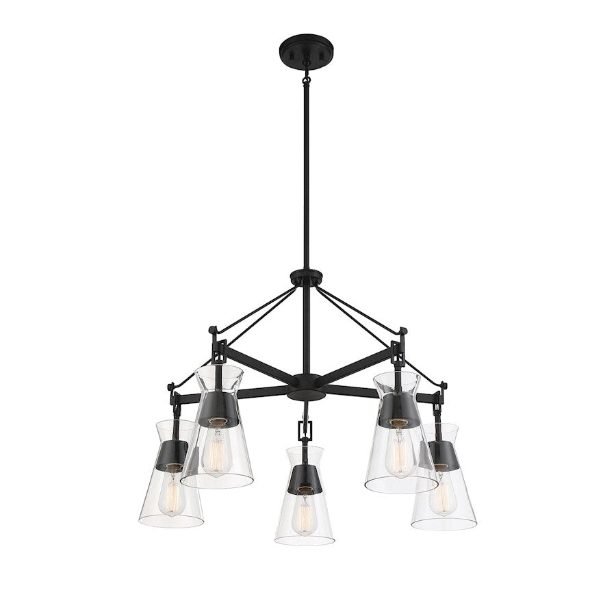 5 Light Chandelier, Matte Black