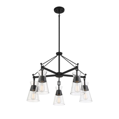 5 Light Chandelier, Matte Black