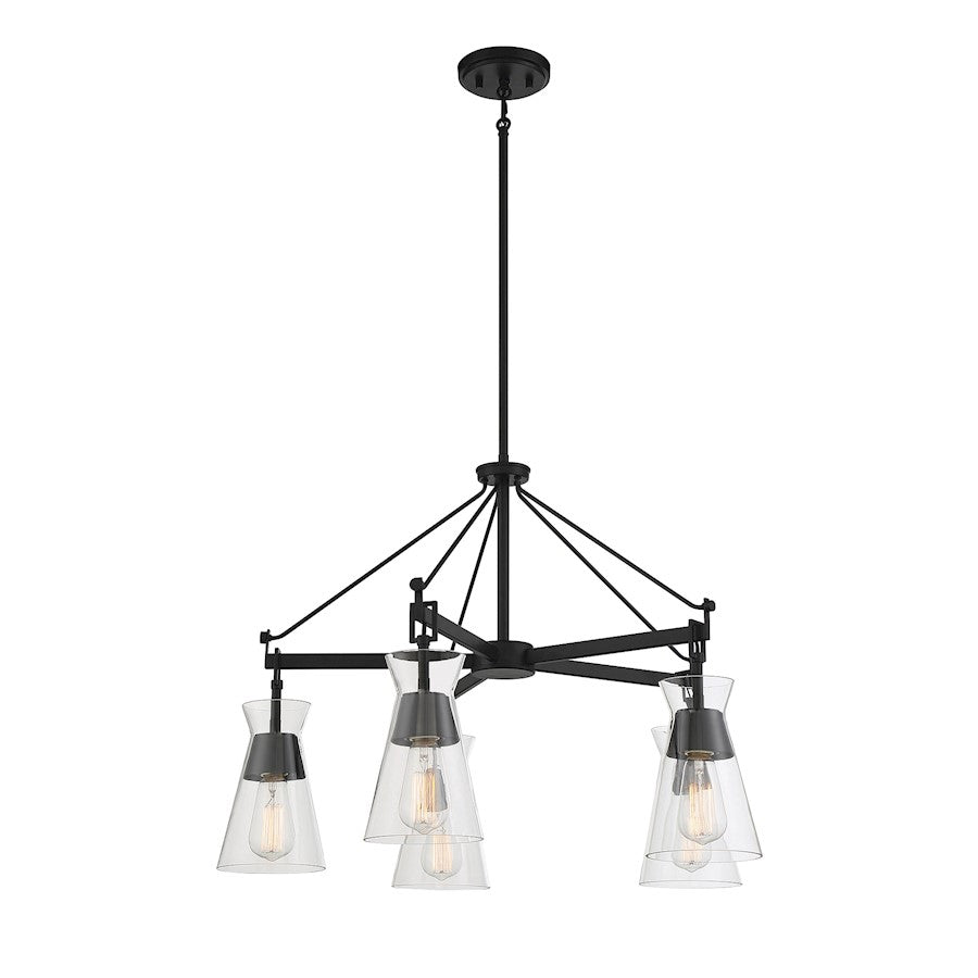 5 Light Chandelier, Matte Black