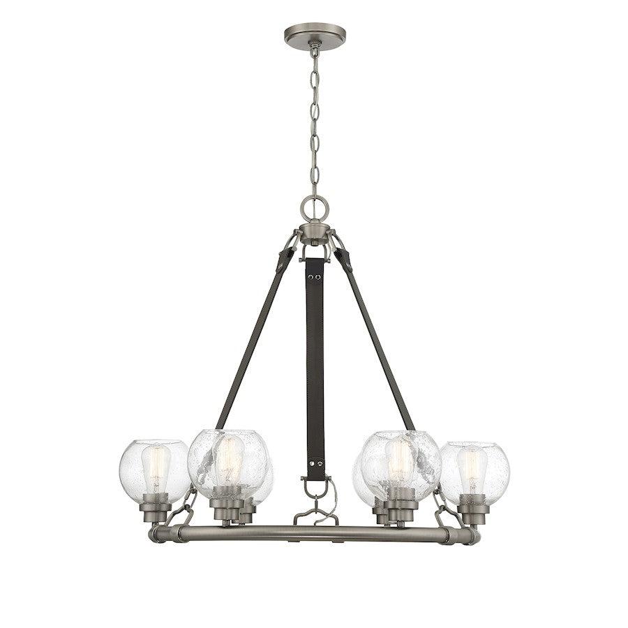 6 Light Chandelier, Antique Nickel