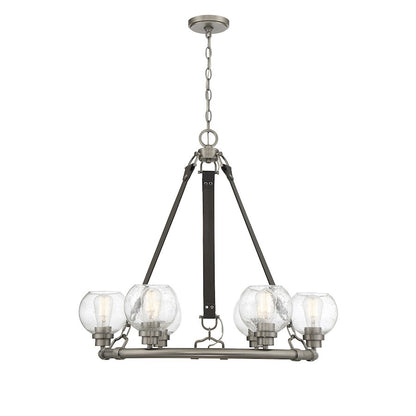 6 Light Chandelier, Antique Nickel