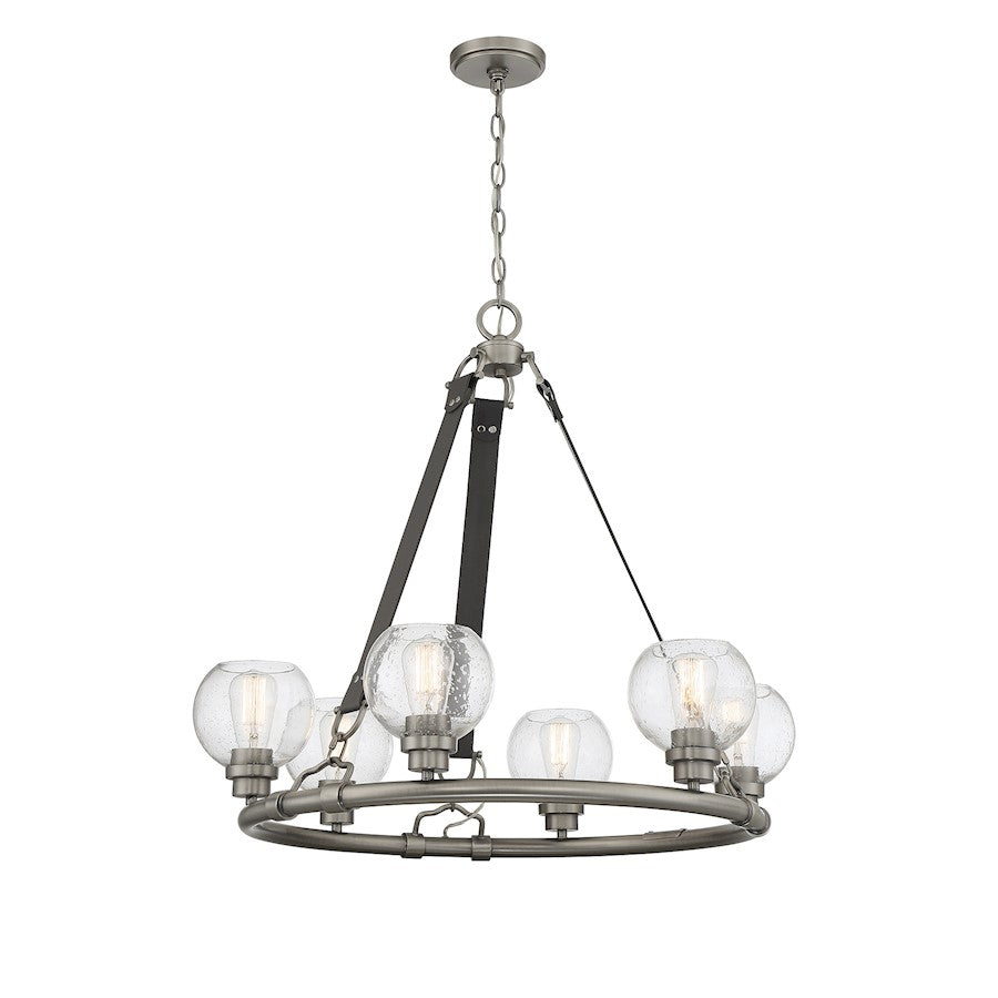 6 Light Chandelier, Antique Nickel