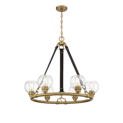 6 Light Chandelier, Warm Brass