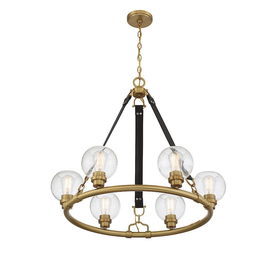 6 Light Chandelier, Warm Brass