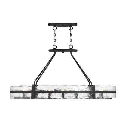 10 Light Oval Chandelier, Matte Black