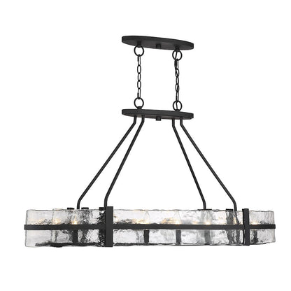 10 Light Oval Chandelier, Matte Black