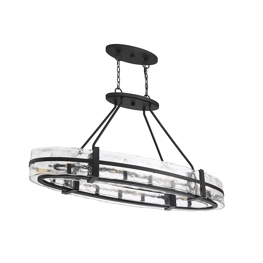 10 Light Oval Chandelier, Matte Black