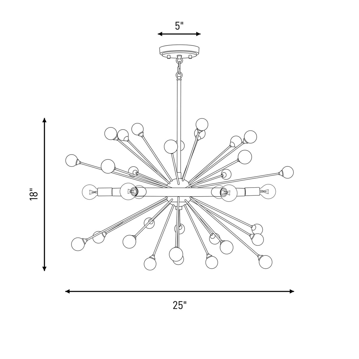 6 Light Chandelier, Como Black
