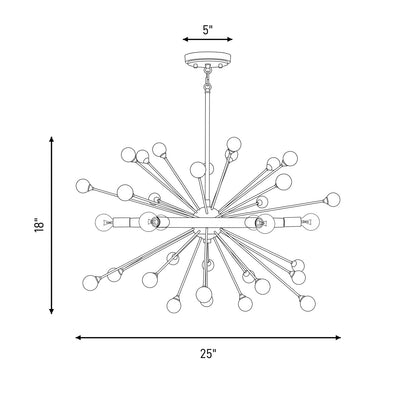6 Light Chandelier, Como Black
