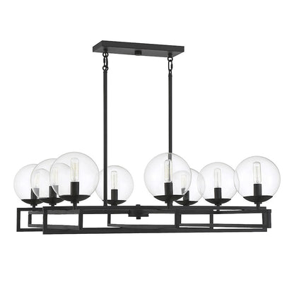 8 Light Chandelier, Matte Black