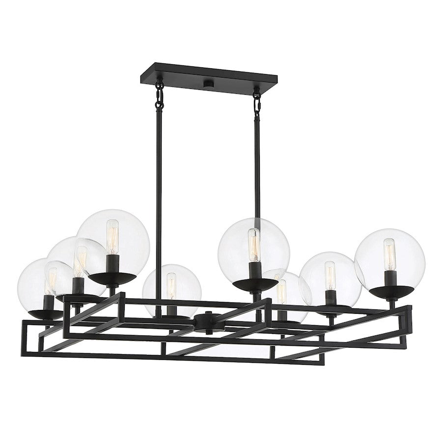 8 Light Chandelier, Matte Black