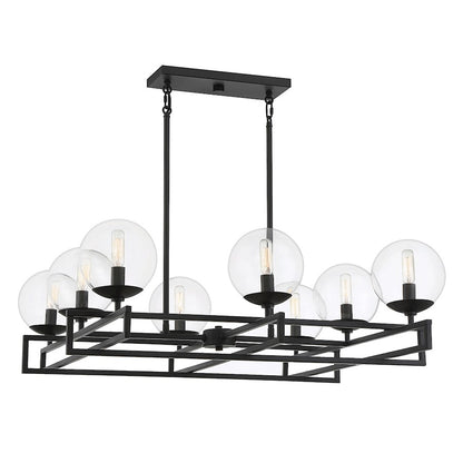 8 Light Chandelier, Matte Black