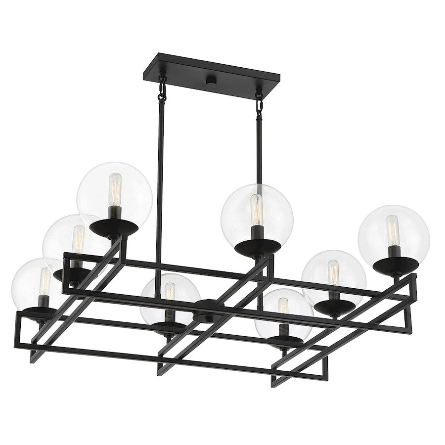 8 Light Chandelier, Matte Black