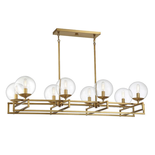 Savoy House Crosby 8-Light Linear Chandelier, Warm Brass - 1-1862-8-322