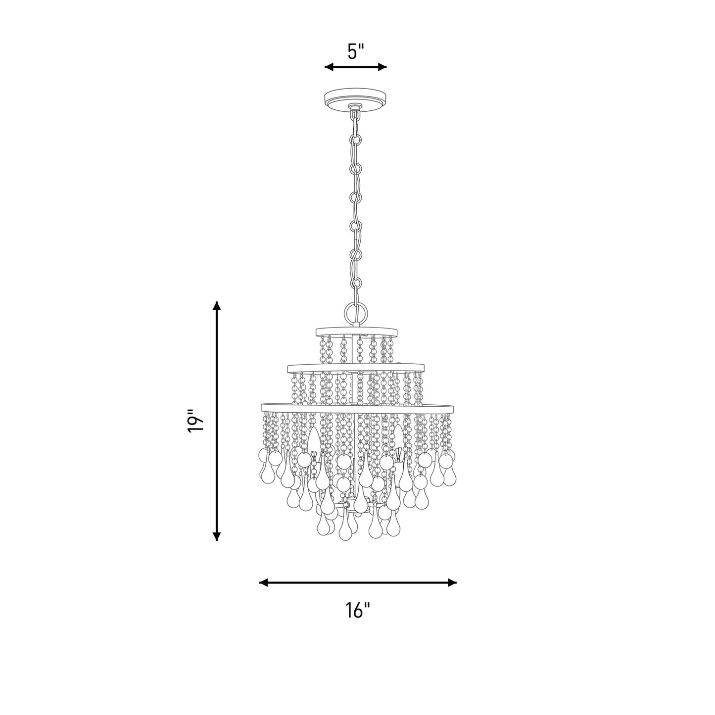 3 Light Mini Chandelier, Warm Brass