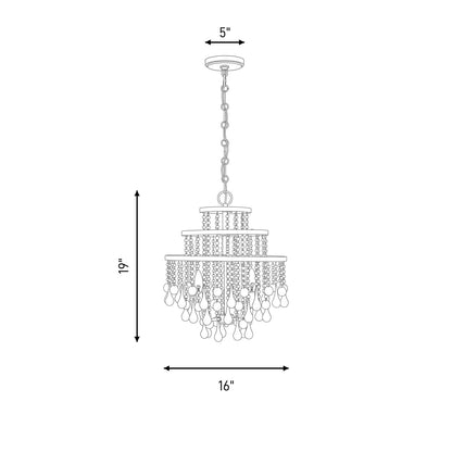 3 Light Mini Chandelier, Warm Brass