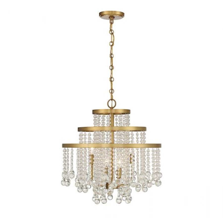 4-Light Chandelier, Warm Brass